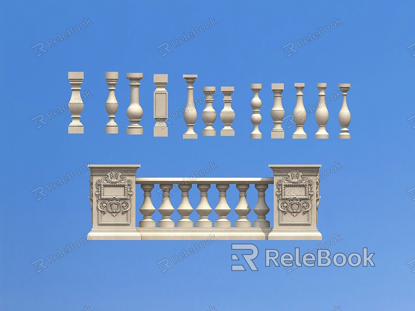 Stone villa railing European architectural railing carved model