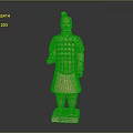 Ancient Terracotta Sculpture of Standing Soldier With Intricate Armor And Pedestal Base