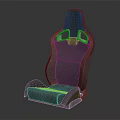 Gray Modern Sports Car Seat Featuring Headrest Holes And Ergonomic Design