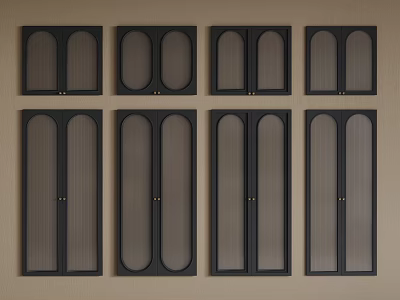 Hardware Tools Black Metal Panels With Curved Lines Small Doors Mesh And Wall Mounting 3d model