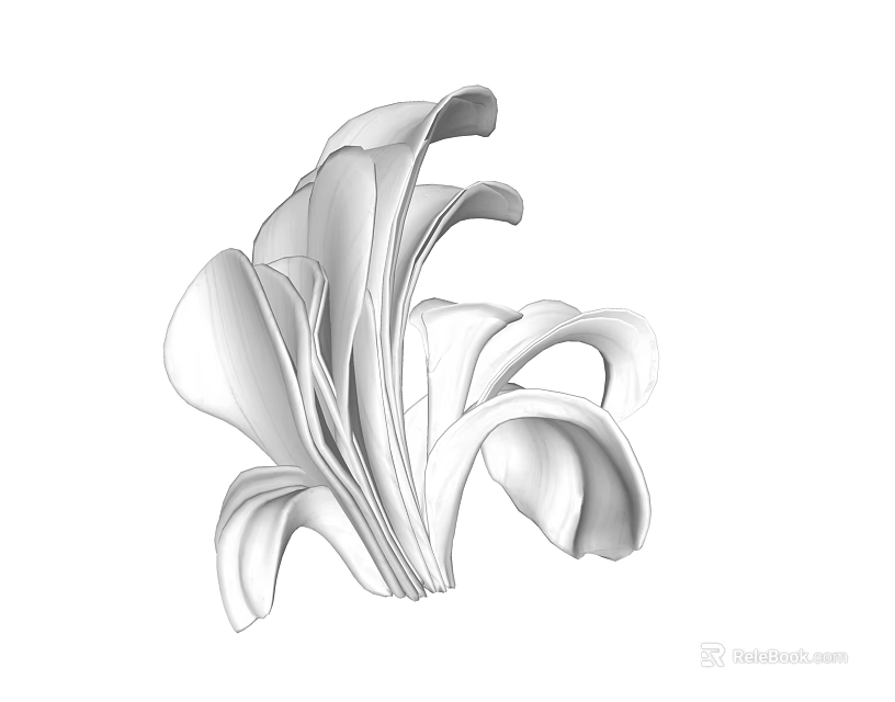 Modern White Petal Design Decorative Ornament Set For Interior Tabletop Decor 3d model