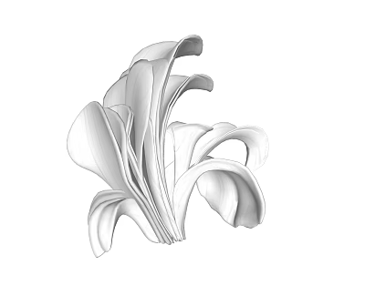 Modern White Petal Design Decorative Ornament Set For Interior Tabletop Decor 3d model