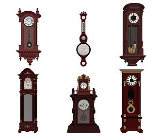 European-style floor clock classical floor clock table clock combination 3d model