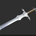 Fantasy Style Metallic Sword Weapon With Decorative Hilt And Wooden Handle