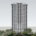 Modern High Rise Building Exterior Design With Trees Blue Sky And Clouds