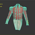 Red Military Jacket With Gold Buttons Epaulets And White Formal Pants