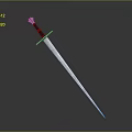 Traditional Medieval Sword With Engraved Blade Black Hilt And Metal Guard On Dark Background