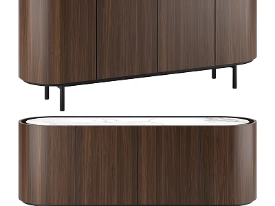 Modern Brown Wooden TV Stand With Cabinet Doors And Black Legs Design 3d model