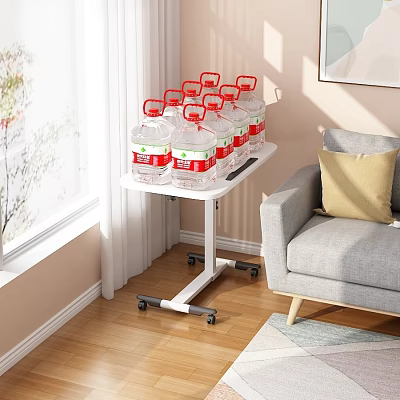 Living Room Side Table With Wheels Holding Water Bottles Red Lids Near Sofa 3d model Living Room Side Table With Wheels Holding Water Bottles Red Lids Near Sofa 3d model