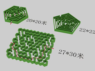 Green Outdoor Maze Play Equipment with Different Sizes 20x20m 22x22m 27x30m 3d model