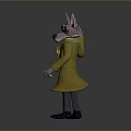 Anthropomorphic Wolf Character In Yellow Trench Coat Red Tie Sunglasses Holding Gun