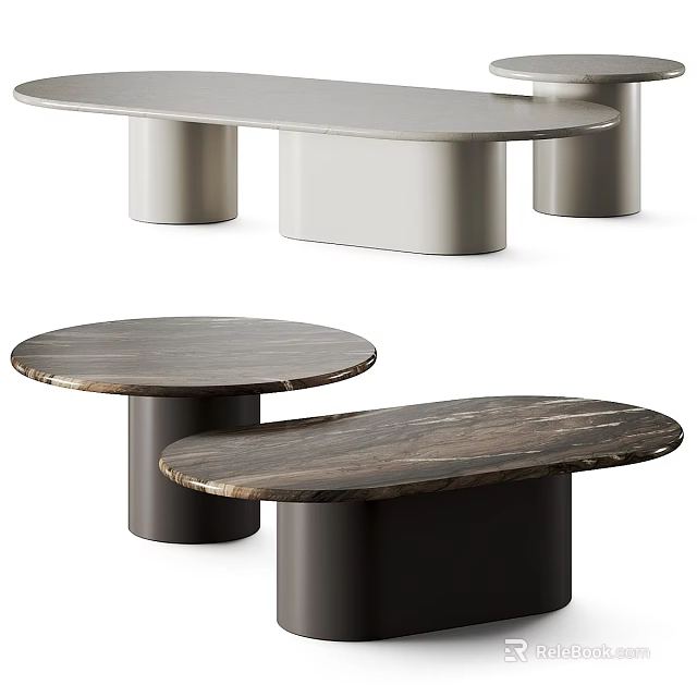 Modern Coffee Table Designs With Marble Top And Dark Metal Base 3d model 