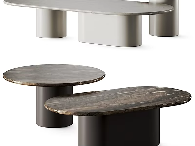 Modern Coffee Table Designs With Marble Top And Dark Metal Base 3d model