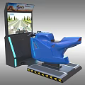 Racing Entertainment Appliance With Blue Seat Steering Wheel And Game Screen