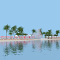 Modern Beach Online Red Beach Architecture 3d model