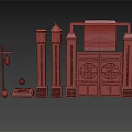 New Chinese Pillar Items 3d model