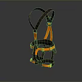 Black And Orange Adjustable Safety Harness With Shoulder Straps And Waist Belt