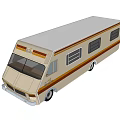 White Recreational Vehicle With Orange Stripes Windows For Leisure Travel And Camping Trips