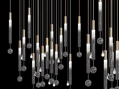 Elegant Modern Chandelier Design With Metal Rods And Crystal Sphere Decorations 3d model