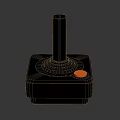 Industrial Joystick With Black Square Base Metal Vertical Lever And Red Circular Button 3d model
