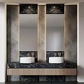 Modern Bathroom Vanity With Double Sinks Large Mirrors And Marble Countertop