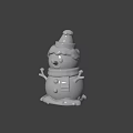 Game Movie Snowman Character With Red Scarf Orange Hat And Smiling Face