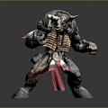 Mythical Minotaur Warrior Character With Armored Body Feathered Decor And Red Cloth