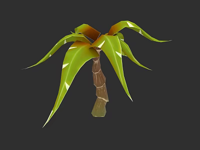 Vibrant Tree With Green Yellow Orange Leaves And Brown Textured Trunk 3d model