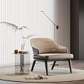 Modern Comfortable Leisure Chair With Pleated Design Transparent Side Table Floor Lamp And Magazine
