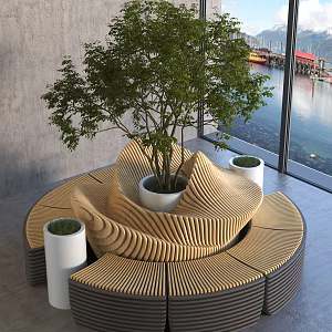Modern public chair rest seat 3d model