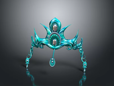 Elegant Turquoise Decorative Accessory With Peacock Feather Design Round Gemstones Pendant 3d model