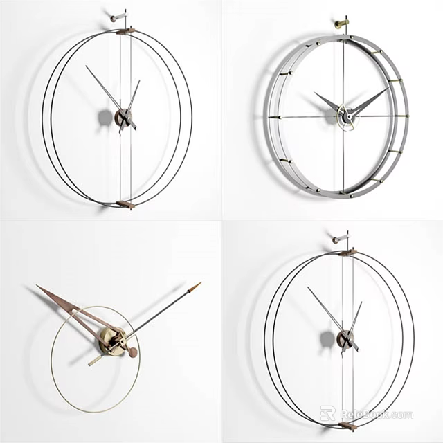 Modern Round Wall Mirror Designs With Metal Frame And Contemporary Styles 3d model 