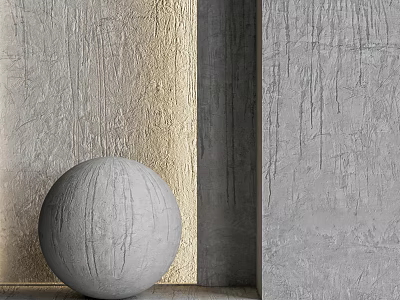 Gray Sphere Decor Against Gold And Gray Textured Wall Background 3d model
