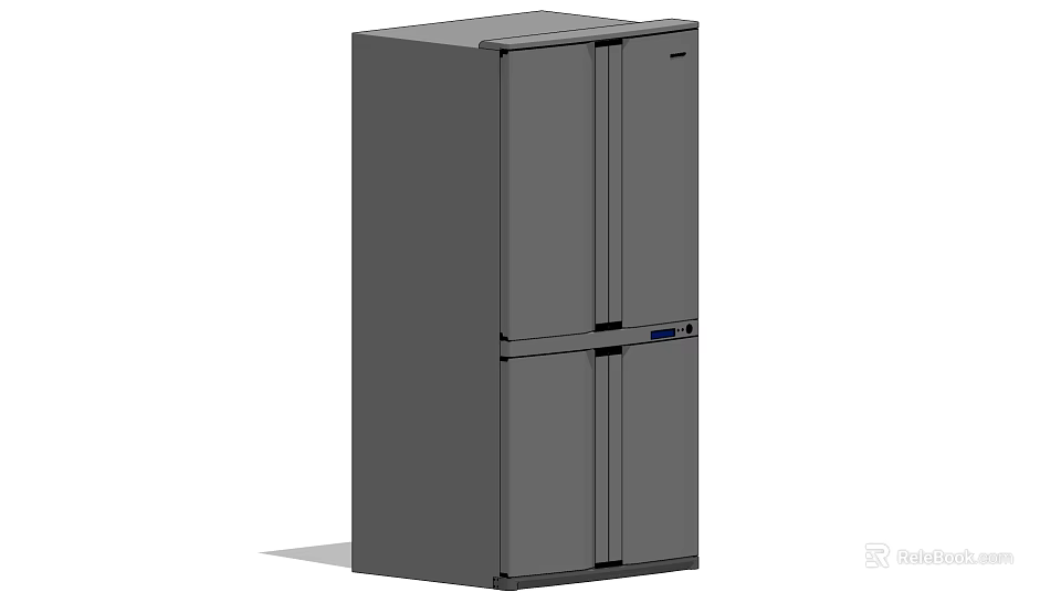 Modern Gray Two Door Refrigerator Freezer With Sleek Design For Home Kitchen 3d model 