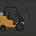 Yellow Forklift With Black Cab Silver Gas Cylinder And Front Forks On Dark Surface