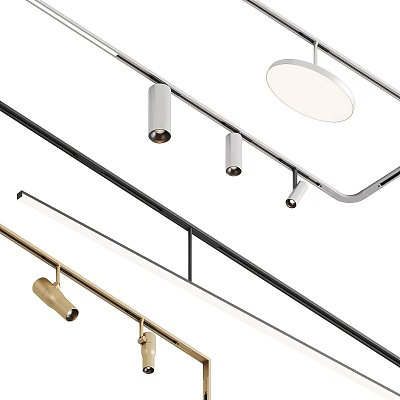 Modern Downlights And Spotlights With Track Mounting In Black Gold White Metal Finish 3d model