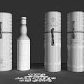 Luxury Wine Bottle And Glasses With Decorative Colored Boxes On Wooden Table
