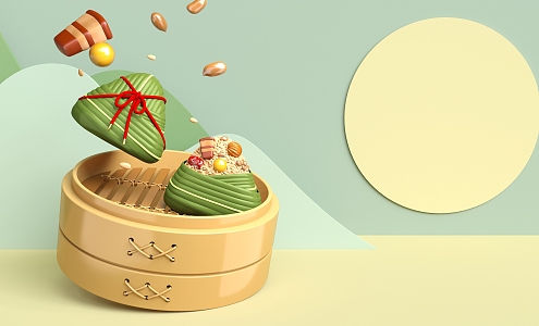 Modern Zongzi Dragon Boat Festival Background 3d model