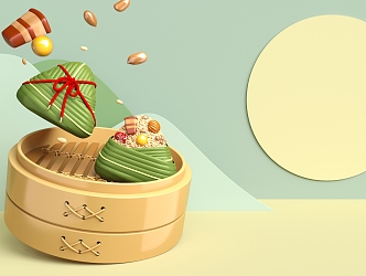 Modern Zongzi Dragon Boat Festival Background 3d model