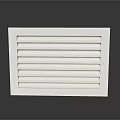 White Vent Grille with Metal Frame Horizontal Slats and Rivets on Smooth Surface