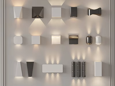Various Modern Stylish Wall Lamps With Different Geometric Shapes For Interior Lighting 3d model