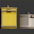 Practical Household Storage Boxes Yellow and Cream Colored With Lids and Handles
