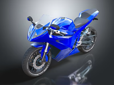 Blue Sporty Motorcycle Featuring Sleek Modern Design Glossy Body And Black Seat 3d model