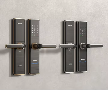 Modern door handle combination lock 3d model