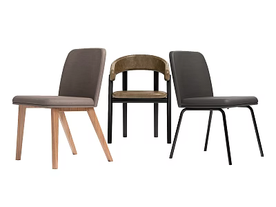 Modern Dining Chairs With Wooden Metal Legs And Woven Backrest In Gray Brown Black 3d model