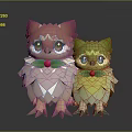 Cute Owl Like Game Movie Characters With Pink Green Feathers And Red Berries