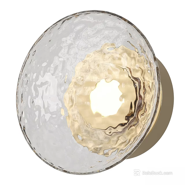 Round Textured Glass Wall Light with Modern Design and Illuminated Interior for Home Decor 3d model 