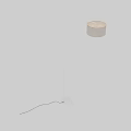 Modern Floor Lamp With Curved Arm And Round Textured Wooden Shade Design
