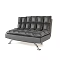 Modern Black Leather Sectional Sofa With Tufted Design And Metal Legs