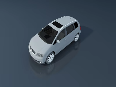 Silver Modern Compact Car With Black Roof And 3D Rendered Design 3d model